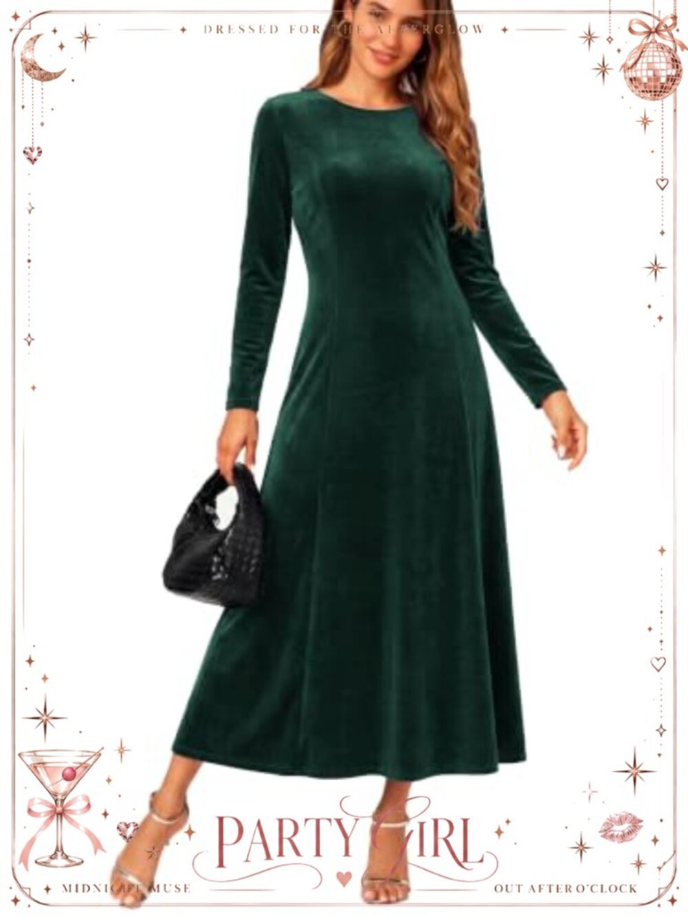 Elegant Long Sleeve Ruched Velvet Stretchy Long Dress